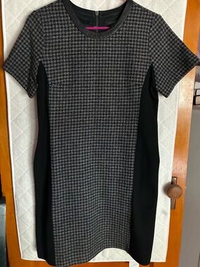 J. Crew Black & Gray Tweed Houndstooth Sheath Dress